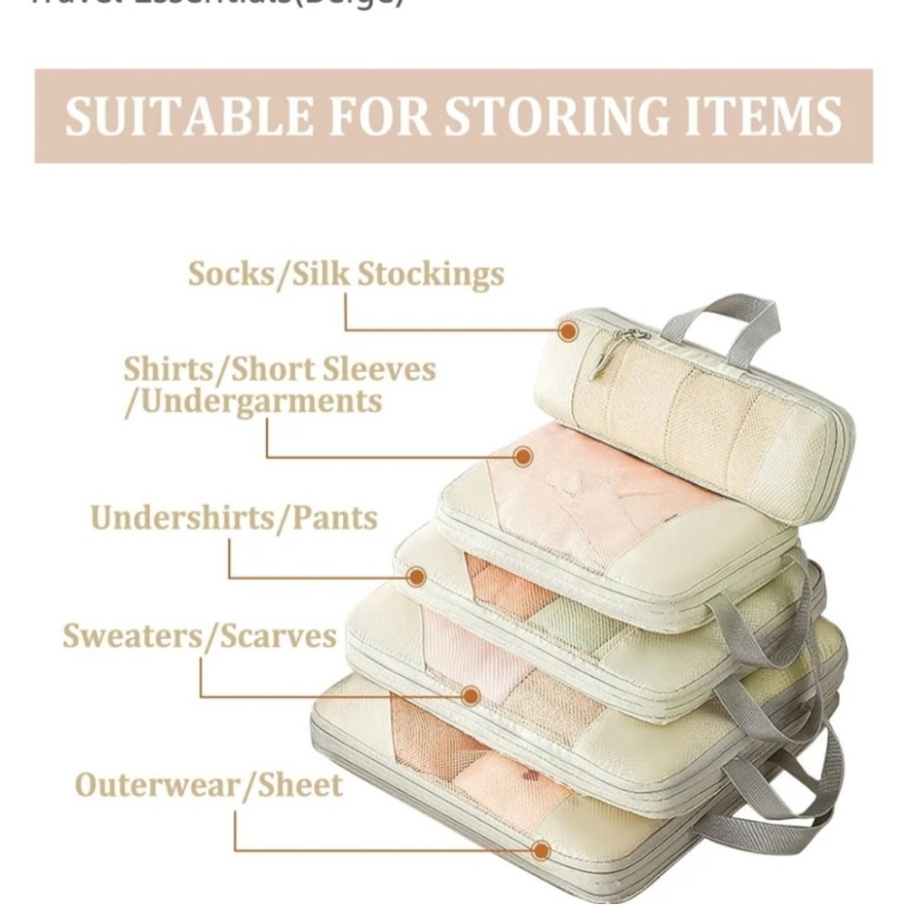Cream Travel Bag Collection 10 Pieces - Picture 2 of 9